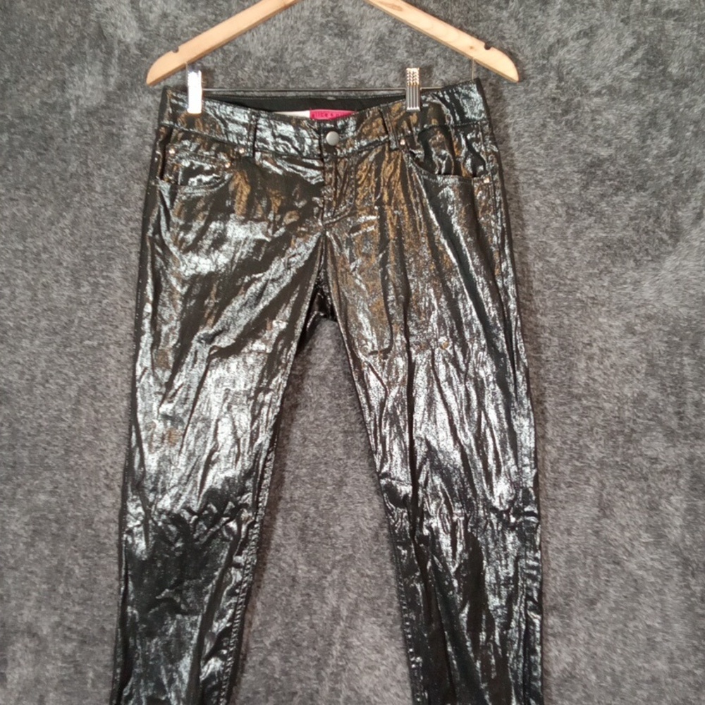 Alice + Olivia Shimmering Silver Skinny Pants Party Club Womens Sz 4 - Picture 4 of 12